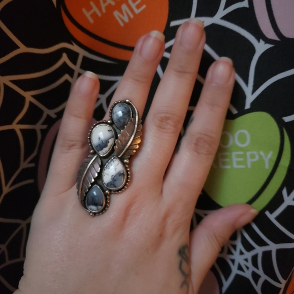 Aesthetic Arrest Dendritic Agate 4 stone ring Artisan Handmade - Picture 2 of 6